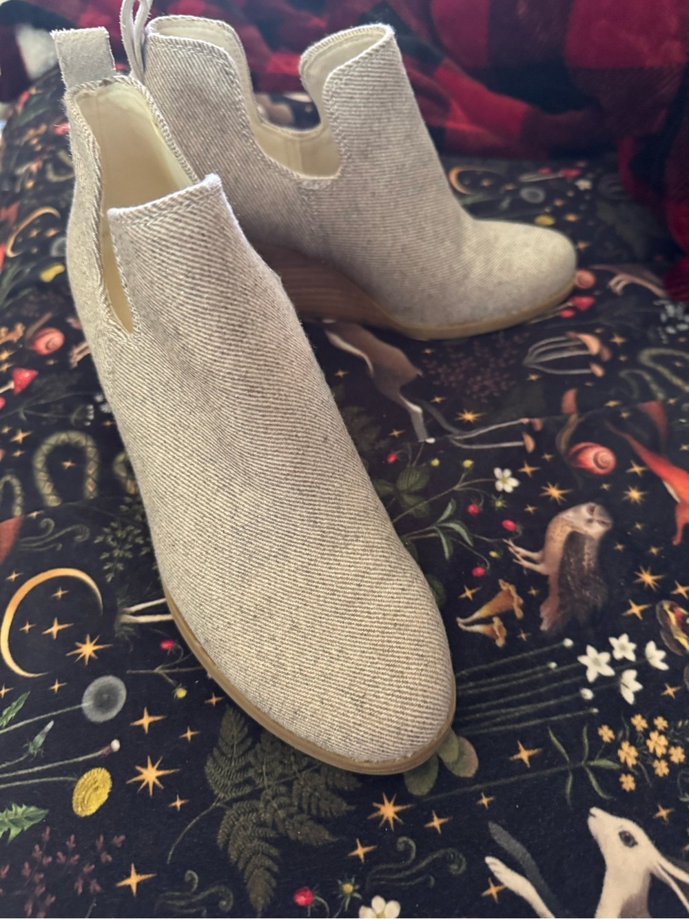 Toms Light Gray Fabric Chelsea Ankle Boots